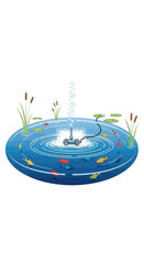 Blue inflatable pool float with animal decorations isolated on white background.