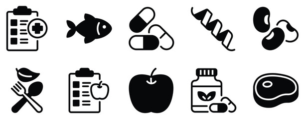 nutrition icon solid mix style food health label vector glyph symbol ui minimal flat web app diet wellness macro micronutrient tracker