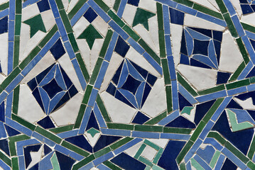 Moroccan Islamic mosaic tiles in Fes, Morocco