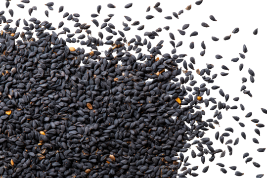 Dark seeds scattered, close-up