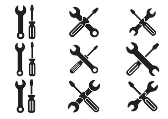 Obraz premium Wrench and screwdriver icon, Wrench and screwdriver solid vector