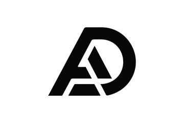 A stylized black and white logo featuring the letters a and d intertwined