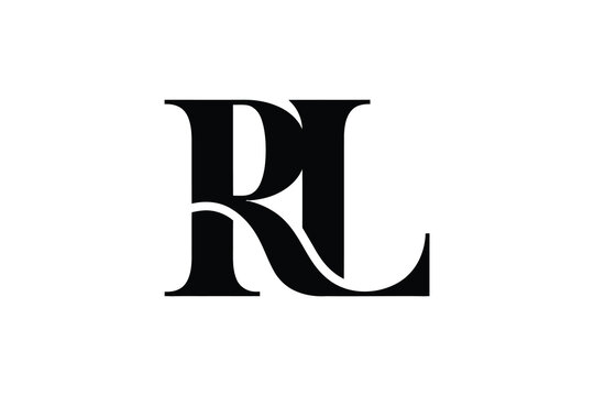 A bold black and white monogram logo featuring the letters r and l combined