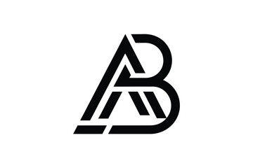 A black and white logo design featuring the letters a and b intertwined