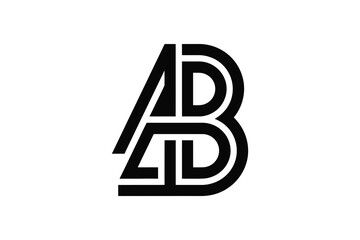Black and white graphic design featuring letters a and b in a modern style