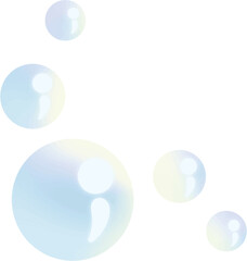 Rainbow soap bubble clip art with many big and small bubbles.