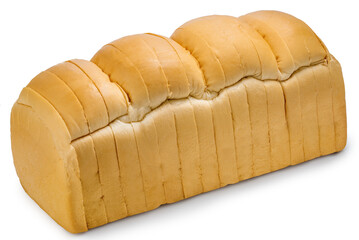 Sliced whole bread loaf isolated on white background , fresh healthy bakery food.