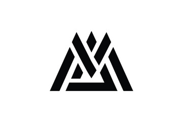 Abstract geometric logo design with triangles and intersecting shapes black