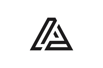 A black and white abstract logo design featuring a stylized triangle shape