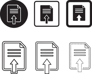Three upload file icons in varying styles on transparent background silhouette