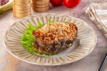 Roasted cod fish fillet piece