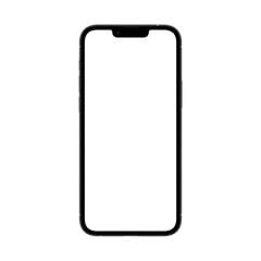 Modern Black Smartphone with Blank White Screen and Thin Bezel: Minimal Mobile Device Template for App UI and Tech Mockups