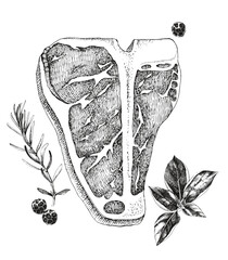 Raw beef t-bone steak vector