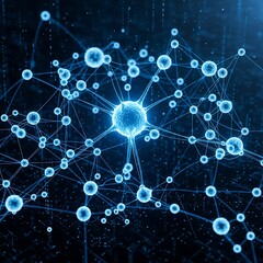 Stunning neural network visualization showcasing AI connectivity, representing data science, technology, and modern innovation in a vibrant blue design