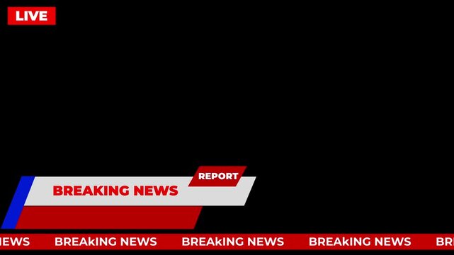 Breaking News - Lower third live Breaking news background green screen and seamless looping ticker with blank text boxes.