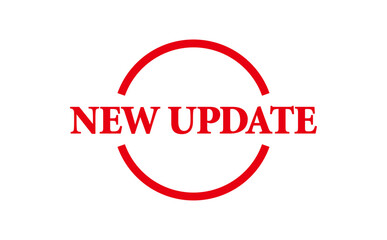 NEW UPDATE - NEW UPDATE text written on Red Rubber Stamp 
