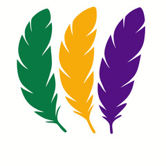 Fototapeta premium Bright feathers for Mardi Gras celebration in green, gold, and purple 
