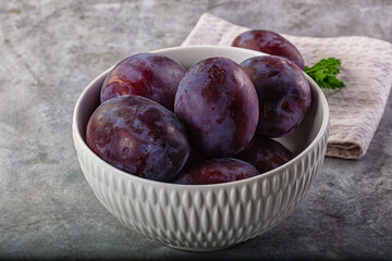 Ripe sweet fresh juicy plums
