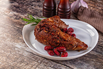 Baked pork sirloin with cornus