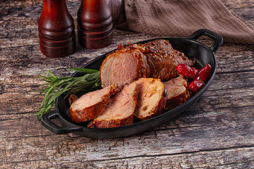 Baked pork sirloin with cornus
