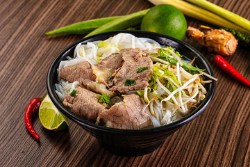 Vietnamese pho bo soup with beef