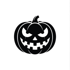 Black silhouette of a spooky jack o lantern pumpkin © firoj