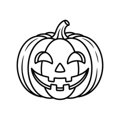 Simple outline drawing of a happy halloween jack o lantern pumpkin