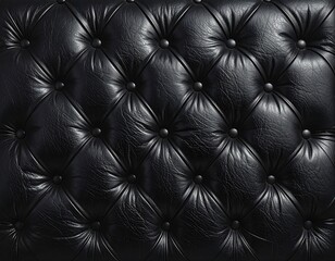 Obraz premium Luxurious Black Leather Upholstery with Button Detailing Background Texture