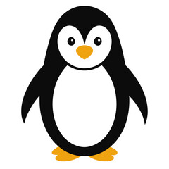Penguin Icon Vector &ndash; Generative AI Linocut Silhouette Design