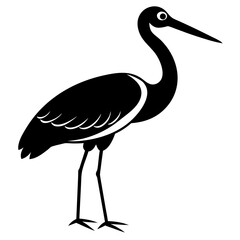 Obraz premium Stork Icon Vector – Generative AI & Linocut Silhouette Design