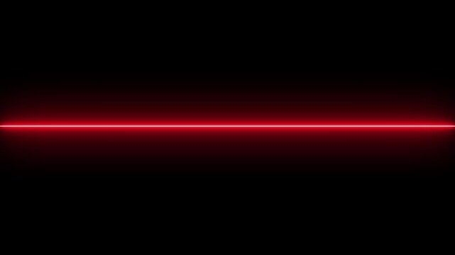 Straight neon lazer line color red black background.