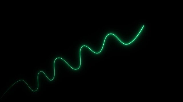 Abstract glowing neon lines waving copy space. Abstract equalizer on black background.