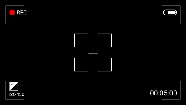 Camera recording screen interface black background ,4k video