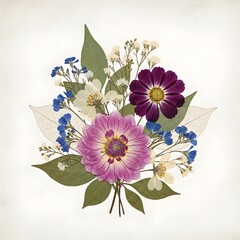 Elegant floral display featuring vibrant pressed flowers in a modern arrangement for botanical prints and spring designs that evoke natural beauty