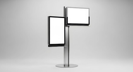 Dual Screen Display Stand with Blank White Screens
