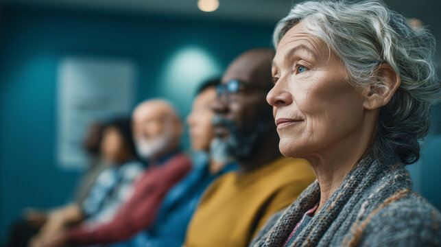 Diverse Adults in a Teal Setting: A Group of Middle-Aged Individuals, Generative AI