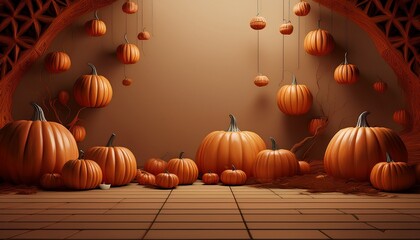 Autumnal Pumpkin Cascade: A bountiful arrangement of vibrant pumpkins, ranging in size, creates a festive and evocative ambiance. The rich hues and varied textures create a captivating tableau.