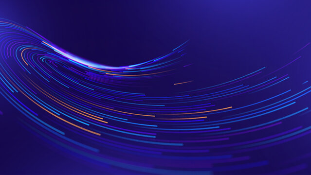 Artificial Intelligence Technology Background with Flowing Neural Lines and Digital Circuit Motion. Smart AI Tech and Deep Learning Concept. Presentation Template Vector Illustration.