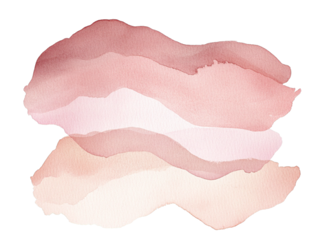 Soft pastel watercolor brush strokes forming layered organic shapes Shades of blush pink and peach isolate