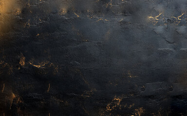 Vector dark concrete texture with golden veins. Stone wall background.