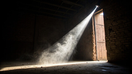 Solitary Light Beam in Dusty Room