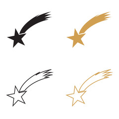 Obraz premium Shooting star icon. Gold and black falling staricon. Vector illustration. isolated on white background. EPS 10
