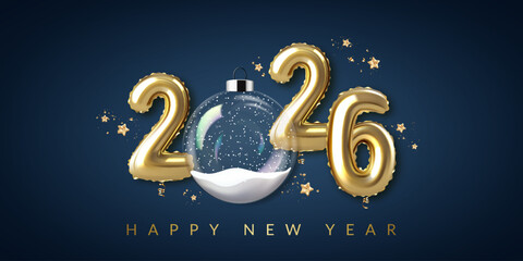 Christmas and New Year card with 2026 numbers	