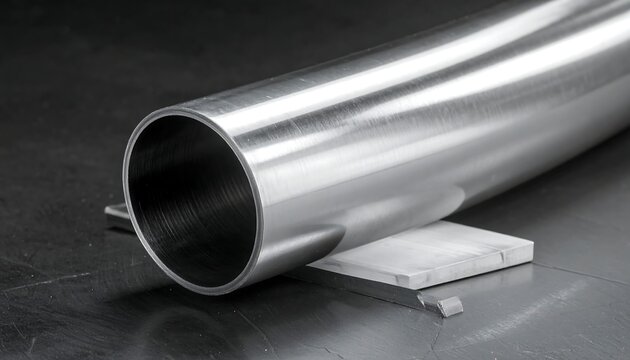 Close-up shot of a shiny, cylindrical metal tube resting on a block