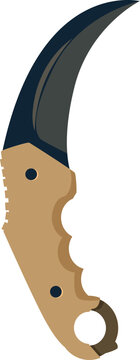 Karambit knife featuring an ergonomic handle and a curved blade, ideal for self defense or tactical situations