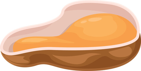 Open shellfish presenting its tasty orange mollusk, ready to be eaten