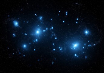 Abstract celestial rendering of luminous star clusters in deep space