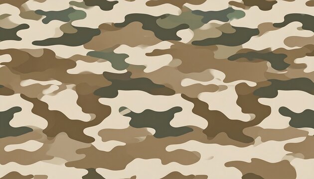 Abstract military-style camouflage pattern in earth tones