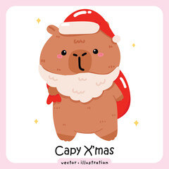 Capybara Christmas Winter Celebration – Cute Holiday Animal vector illustration