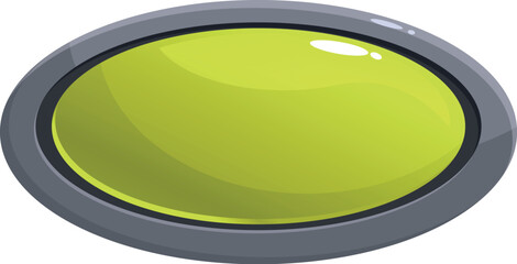 Glossy yellow oval button with a sleek grey border, perfect for modern user interfaces and interactive designs